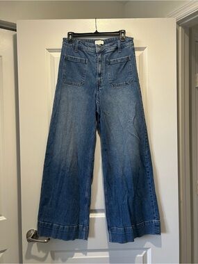 H&M Wide-Leg Denim Jeans in Medium Blue